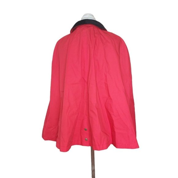Talbots Red Barn Chore Cape Jacket Black Corduroy Collar‎ Petite Large Plaid - Picture 4 of 12
